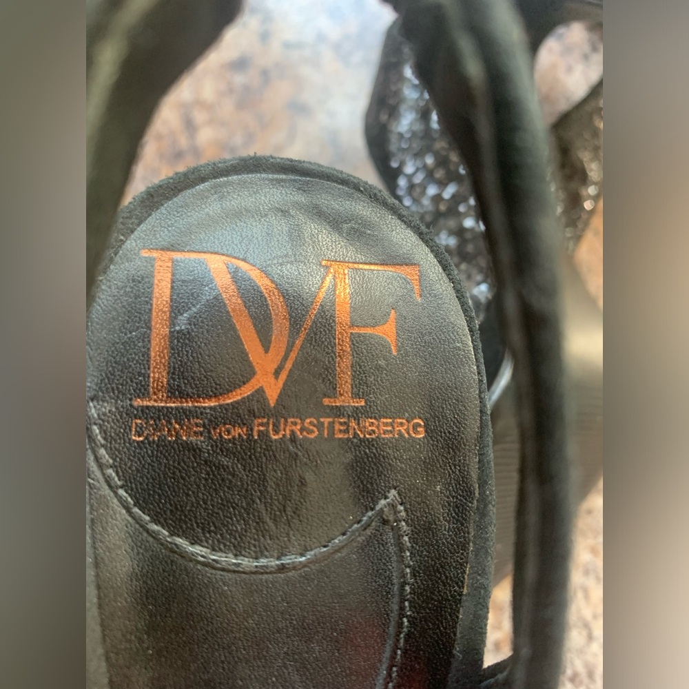 Diane Von Furstenberg glitter black heels - Picture 6 of 8